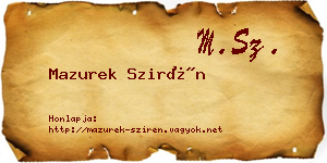 Mazurek Szirén névjegykártya